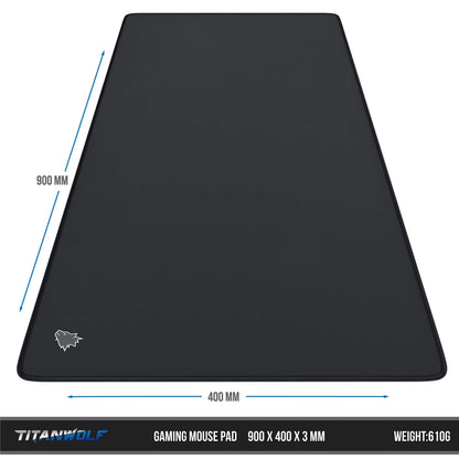 TITANWOLF - XXL Speed Gaming Mouse Mat Mouse Pad - Extra Large 900 x 400 x 4mm - Water-Resistant Mousepad with Non-Slip Rubber Base - Smooth Cloth Surface - Black
