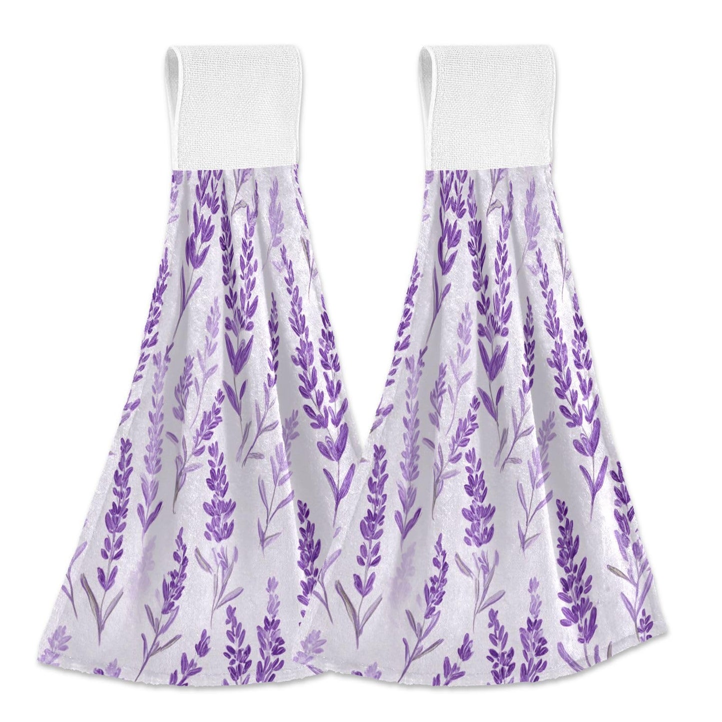 Boccsty Purple Lavender Hanging Kitchen Towels 2 Pieces Spring Summer Flower Floral Dish Cloth Tie Towels Hand Towel Tea Bar Towels for Bathroom Farmhouse Housewarming Tabletop Home