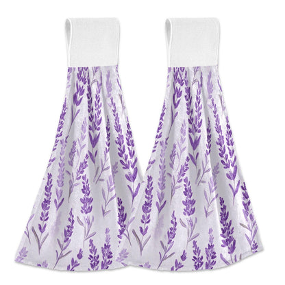 Boccsty Purple Lavender Hanging Kitchen Towels 2 Pieces Spring Summer Flower Floral Dish Cloth Tie Towels Hand Towel Tea Bar Towels for Bathroom Farmhouse Housewarming Tabletop Home