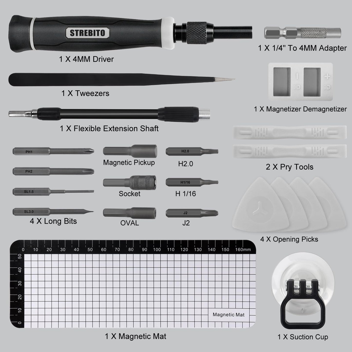 STREBITO Precision Screwdriver Set 153 in 1 Small Screwdriver Set with Case,DIY Repair Tool Kit with 140 CRV Screwdriver Bits for PC, Laptop, Cell Phone, MacBook, PS5, Controller, RC & Computer