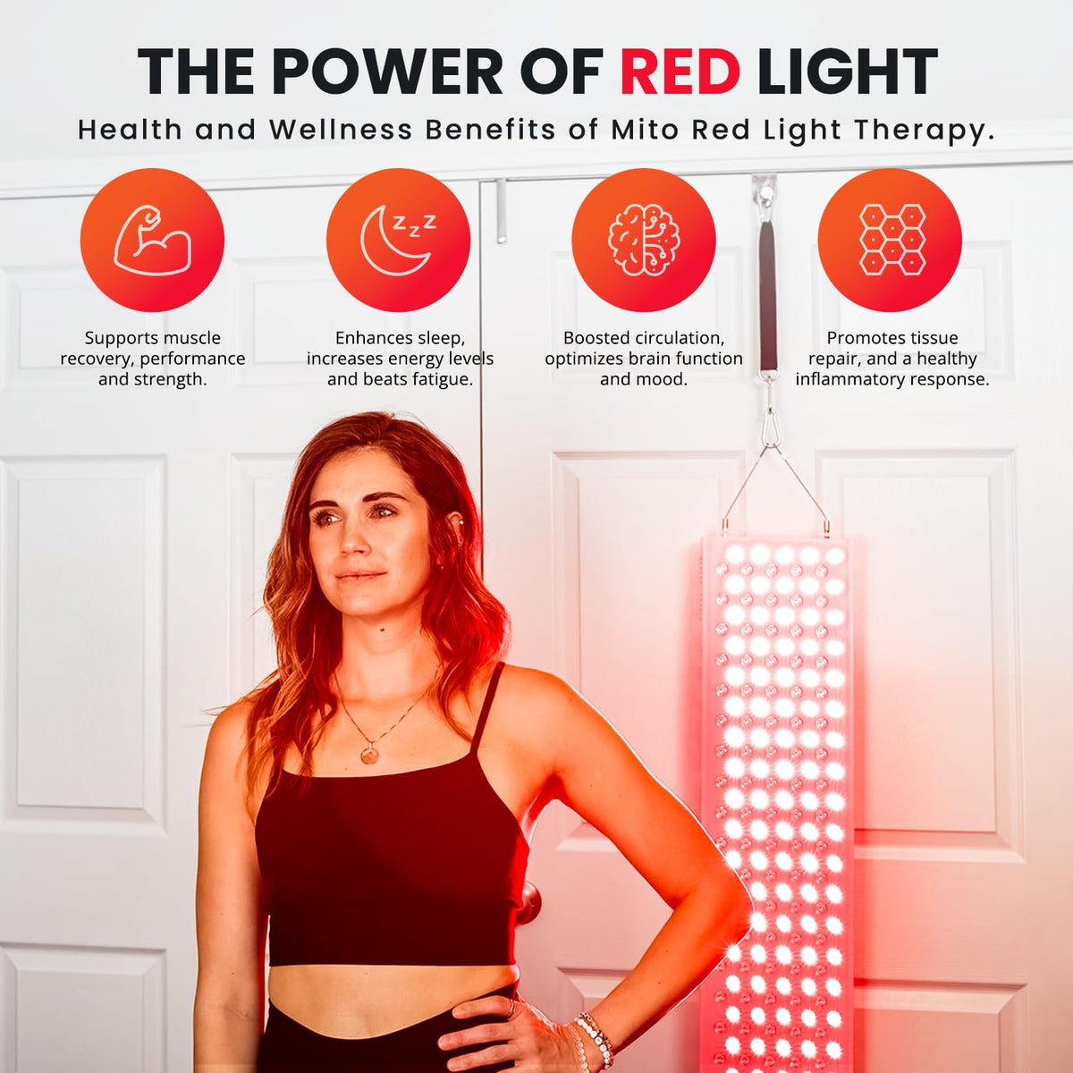 Mito Red Light – MitoMAX 2.0 Red Light Panel – Red Light Therapy for Face and Neck – Red Light & Near Infrared Red Light Therapy – At-Home Red Light Therapy for Body