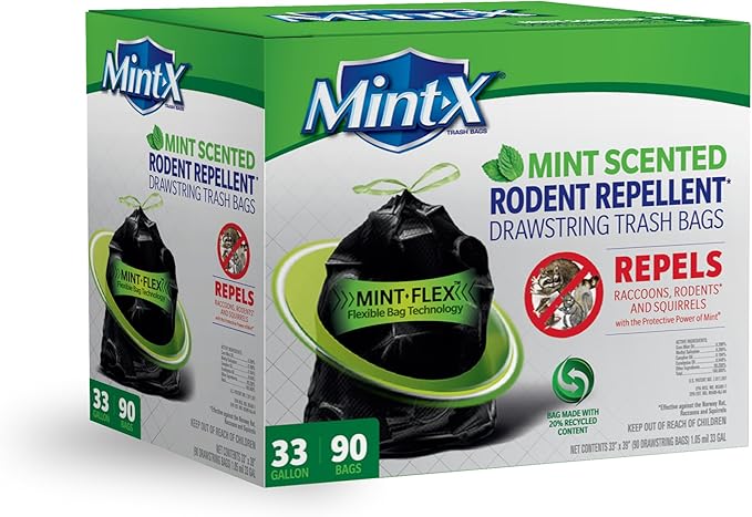Mint-X Rodent Repellent Outdoor Home and Industrial Trash Bags