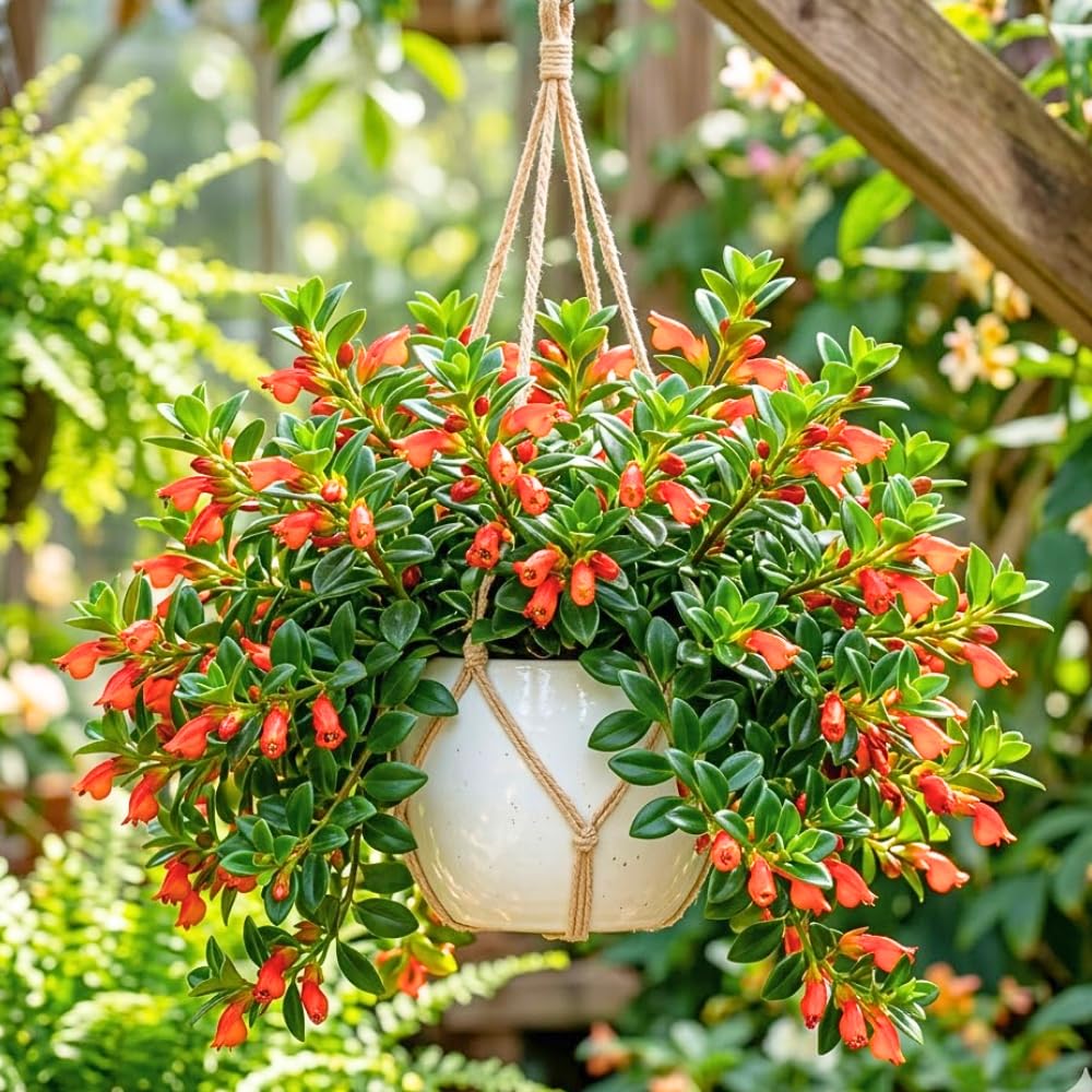 Goldfish Plants Live Houseplants, 4-7 Inches Tall in 4 Inch Pot, Trailing Goldfish Plant Live, Bright Orange Flowers Indoor Plant for Home Decor