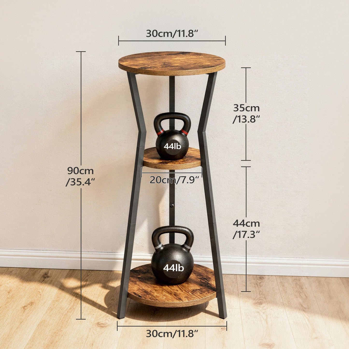 MAHANCRIS Plant Stand Indoor, 3 Tier Round Corner Plant Stand Indoor, Round Plant Holder Rack, 35" Tall Plant Shelf for Living Room, Balcony, Patio, Rustic Brown and Black PSHR0401