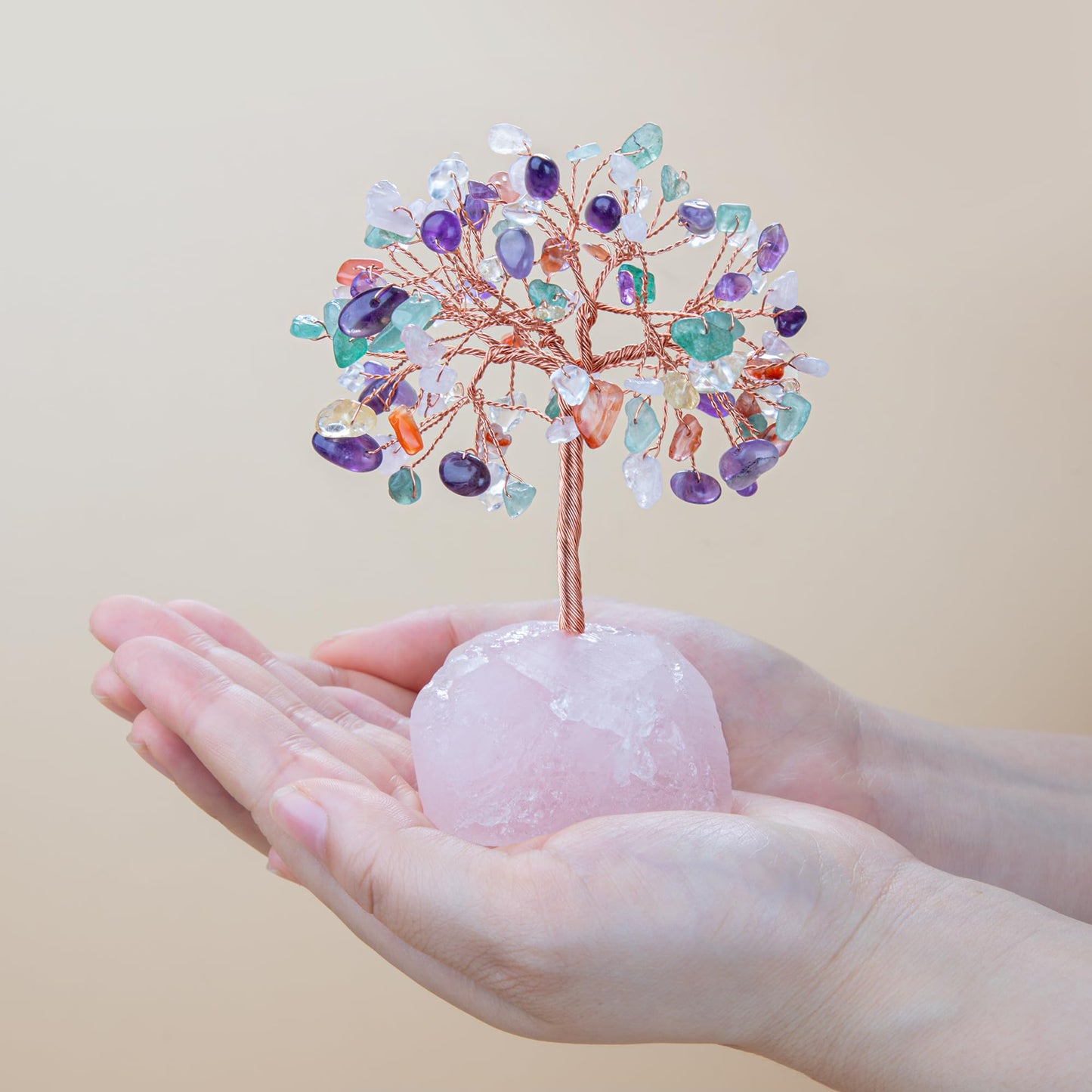 ZenBless 7 Chakra Healing Crystals Stones Tree of Life, Feng Shui Money Tree,Little Fake Bonsai Zen Spiritual Home Living Room Cubicle Office Desk Decor and Accessories for Women(Mix)
