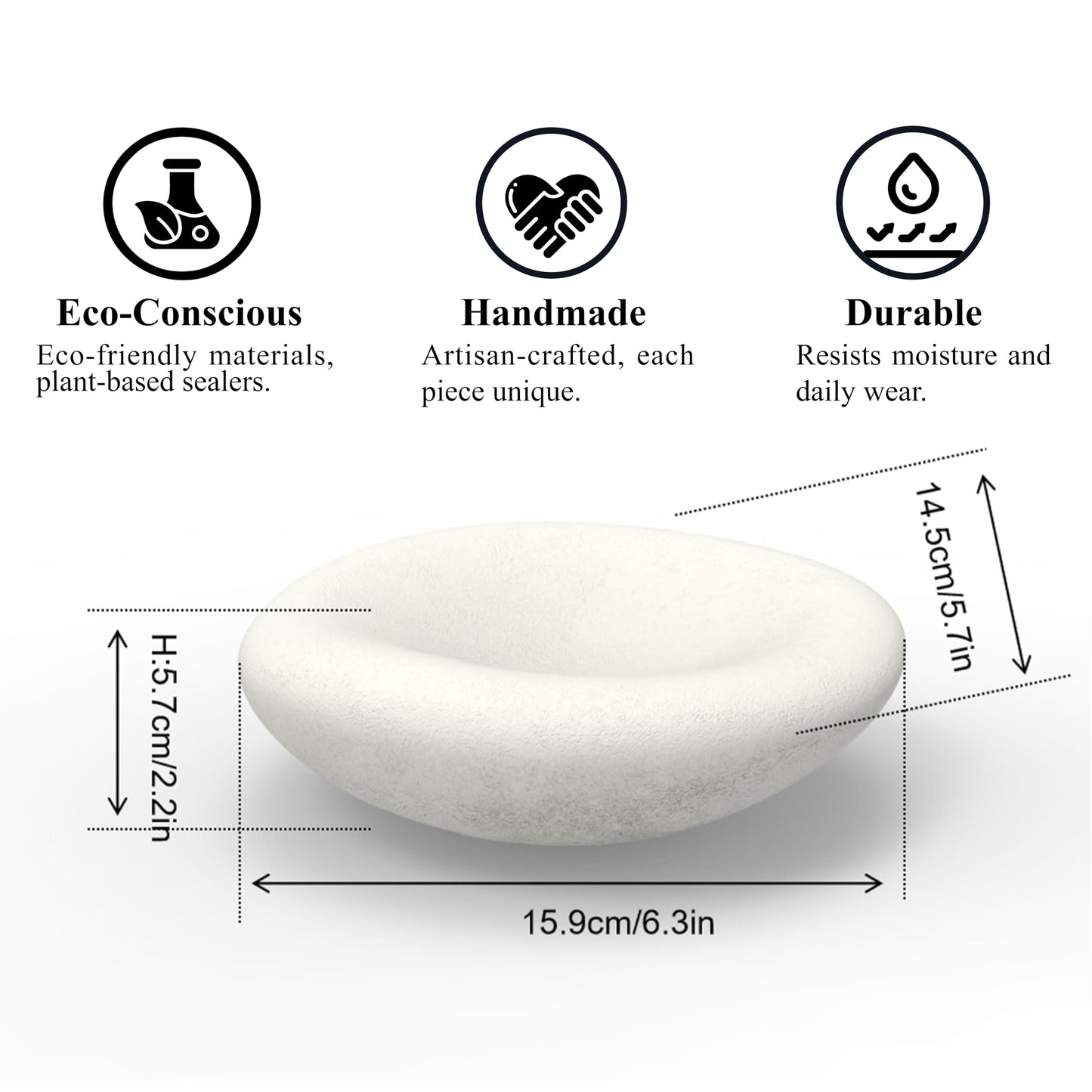Zitiyade 6.3 Inch Cloud Bowl, Decorative Concrete Bowl for Home Decor, Key Tray for Entryway Table, Concretes Jewelry Tray, Asymmetrical Concrete Organic Bowles