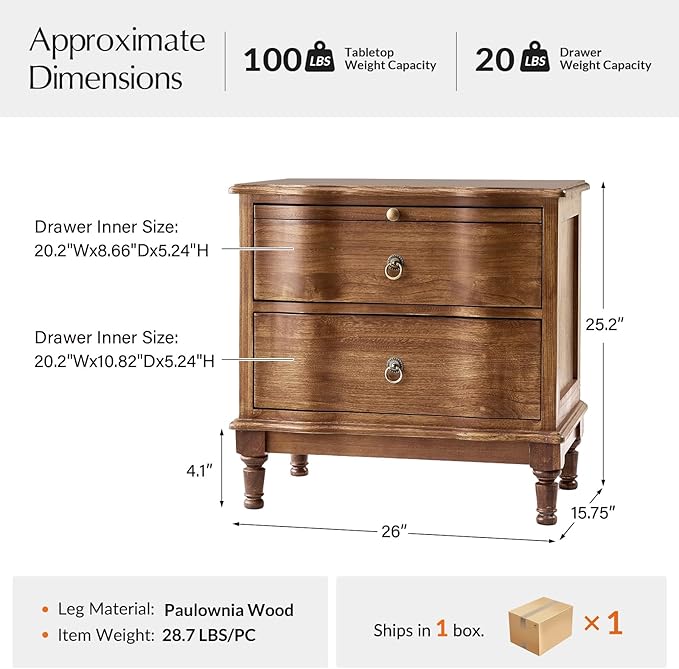 HULALA HOME Solid Wood Storage End Table