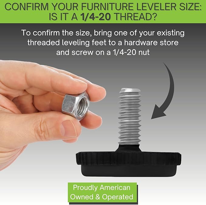 Project Patio 1/4-20 Adjustable Furniture Leg Leveling Feet Stainless Steel