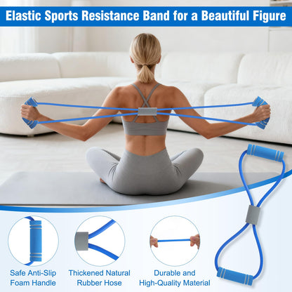 Muuruu Pilates Equipment Kit for Home Workout, Pilates Ring and Ball Set for Women, 14'' Magic Circle Essentials Accessories Kit, Wrist Weights, Resistance Bands, Yoga Strap, Socks, Bag Blue