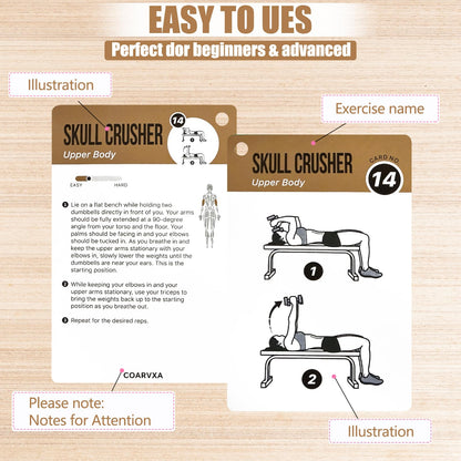 Dumbbell Cards for Women & Men-50 Dumbbell Workout Cards，Includes 2 Rings& Dry-Erase for Easy Organization-Home, Gym or Studio (Dumbbell)