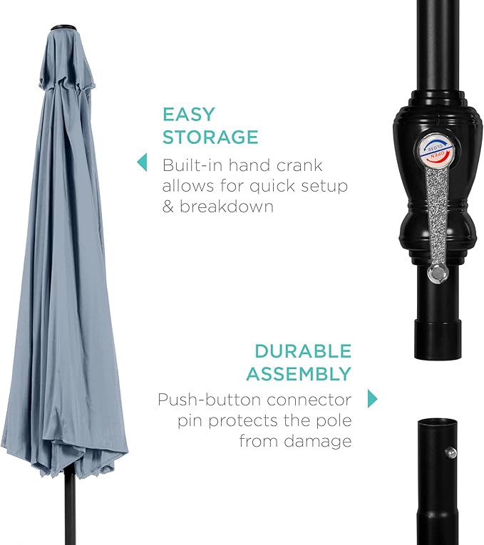 Best Choice Products 10ft Outdoor Table Compatible Steel Polyester Market Patio Umbrella w/Crank and Easy Push Button Tilt