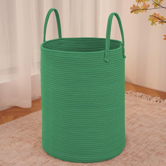 Large Woven Laundry Basket Hamper, 60L Cotton Rope Storage Bin