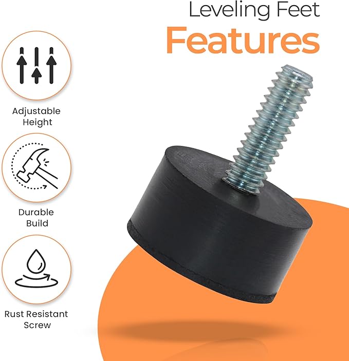 NEWBYTEK 1/4-20 Rubber Adjustable Furniture Leveler，8 Pack Leveling Feet Screws