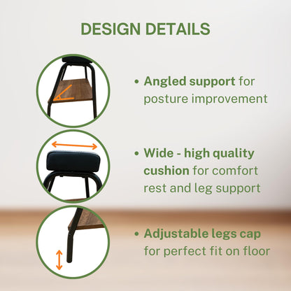 Double Step Footrest Under Desk Versatile Foot Stool Ottoman for Comfortable Desk Work Office Life (Black)