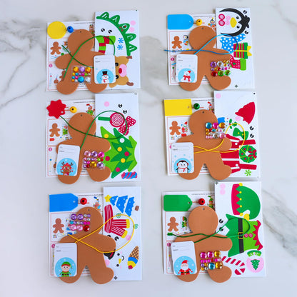 Winlyn 24 Sets Christmas Craft Kits Winter Crafts DIY Holiday Gingerbread Man Ornaments Tree Decorations Art Sets Stocking Foam Stickers Arts and Crafts for Kids Home Classroom Activities Party Favors