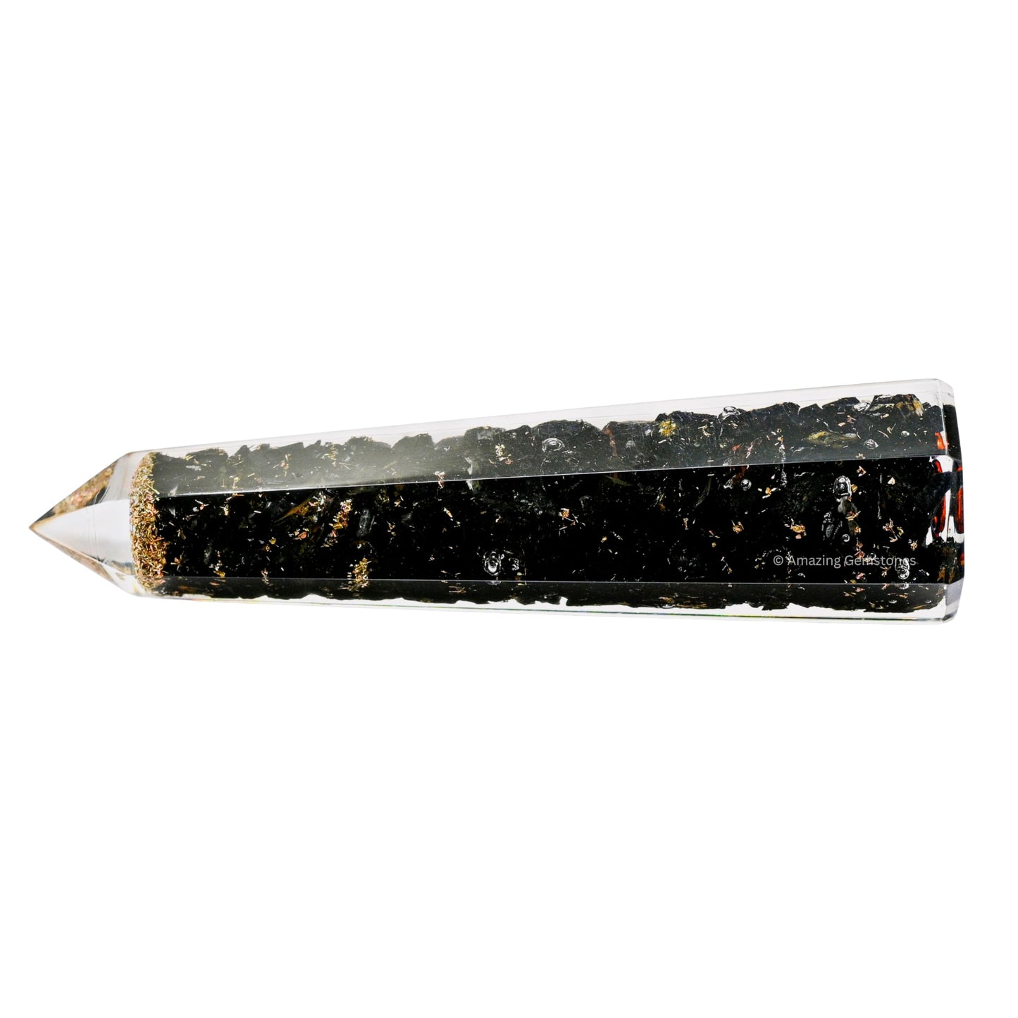 Amazing Gemstone Black Tourmaline Orgonite Orgone Crystal Towers - Large 4.5" Orgonite Crystal Wand Obelisk Tower Point for Meditation, Crystals and Healing Stones Gift and Protection