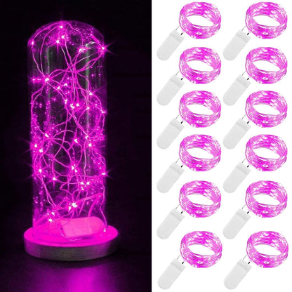 Rivokeer 12 Pack Fairy Lights Battery Operated String Lights，7FT 20LED Waterproof Silver Wire Christmas Lights Outdoor,Firefly Mini Lights for Bedroom Party Birthday Wedding Indoor Decorations.