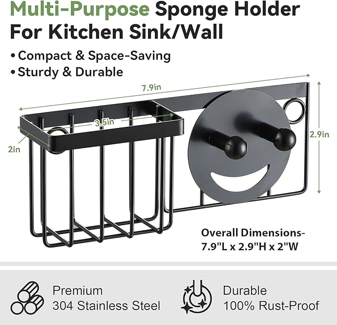 Sponge Holder for Kitchen Sink, Sponge Caddy for Scrub Daddy / Scrub Mommy