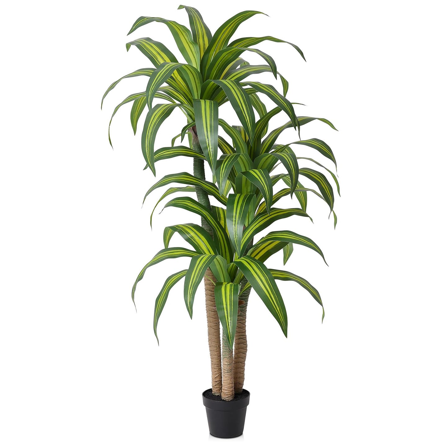 VeriNatural Artificial Dracaena Tree 5FT – Faux Yucca Floor Plant with Silk Leaves & Natural Trunk – Cement-Weighted Pot for Indoor Decor, Office, Living Room, Porch, Entryway, VN225