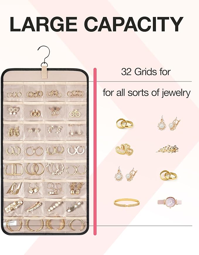 BAGSMART Hanging Jewelry Organizer Storage Roll