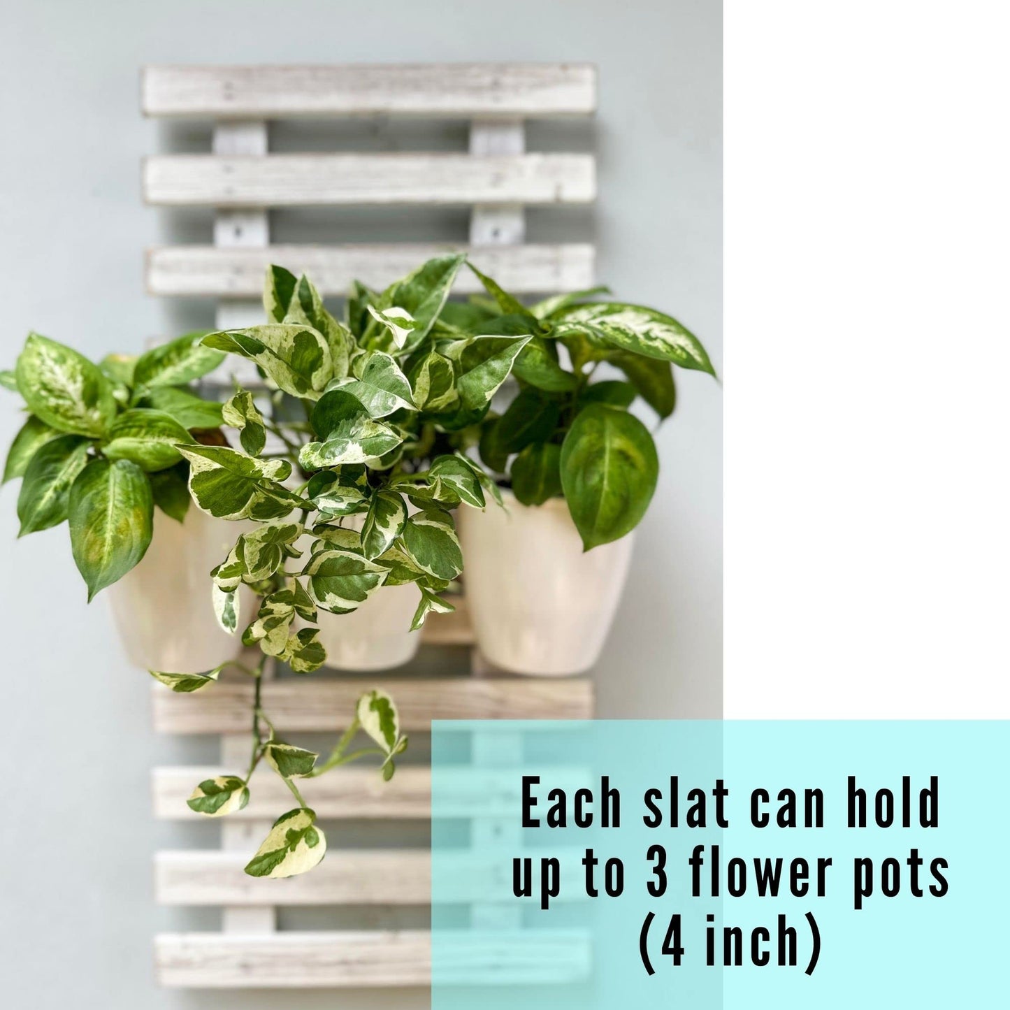 ShopLaLa Wooden Wall Hanging Planter - 2 Pack Wall Plants Holder for Flower Pot Indoor Outdoor Large Rustic White Wood Vertical Herb Garden System Boho Countryside Theme Decor 47.2" (120cm)