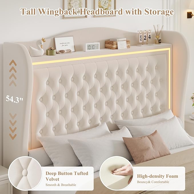 King Bed Frame 55" Tall Headboard
