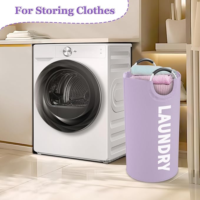 2Pack 95L Purple Collapsible Laundry Basket