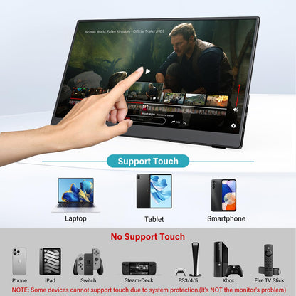 InnoView Portable Monitor Touchscreen 15.6" 1080P 10-Point Touch Screen Monitor Portable with Protective Sleeve Built-in Stand, 1200:1 HDMI USB C Travel Monitors for Laptop, PC, Phone