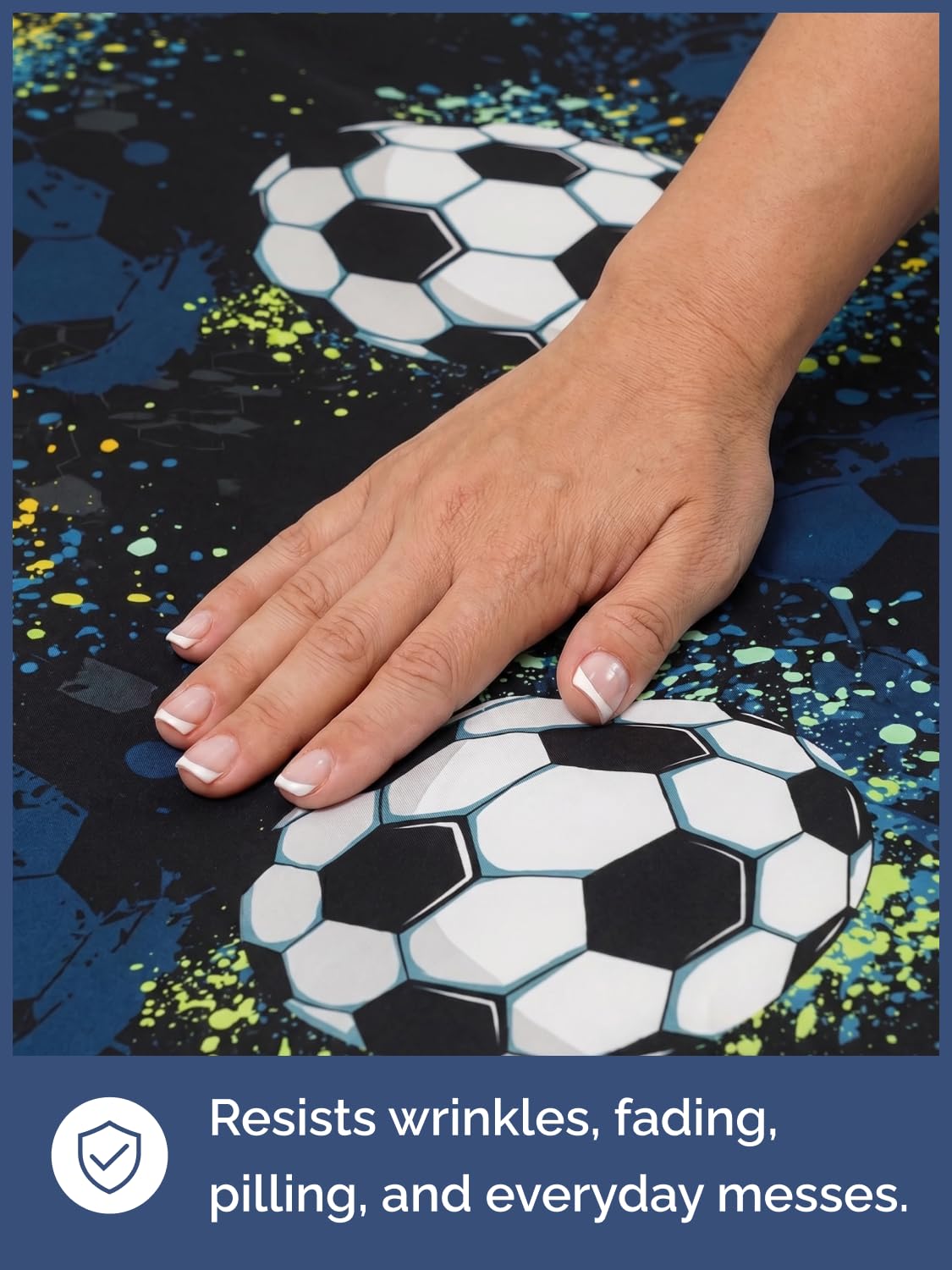 CGK Unlimited Kids Midnight Soccer Twin 3 Piece Sheet Set - Boys, Girls, Teens, Toddler - Easy Fit Deep Pockets - Soft, Cooling & Breathable Sheets - Cute, Cozy, Fade & Wrinkle Free - Machine Washable