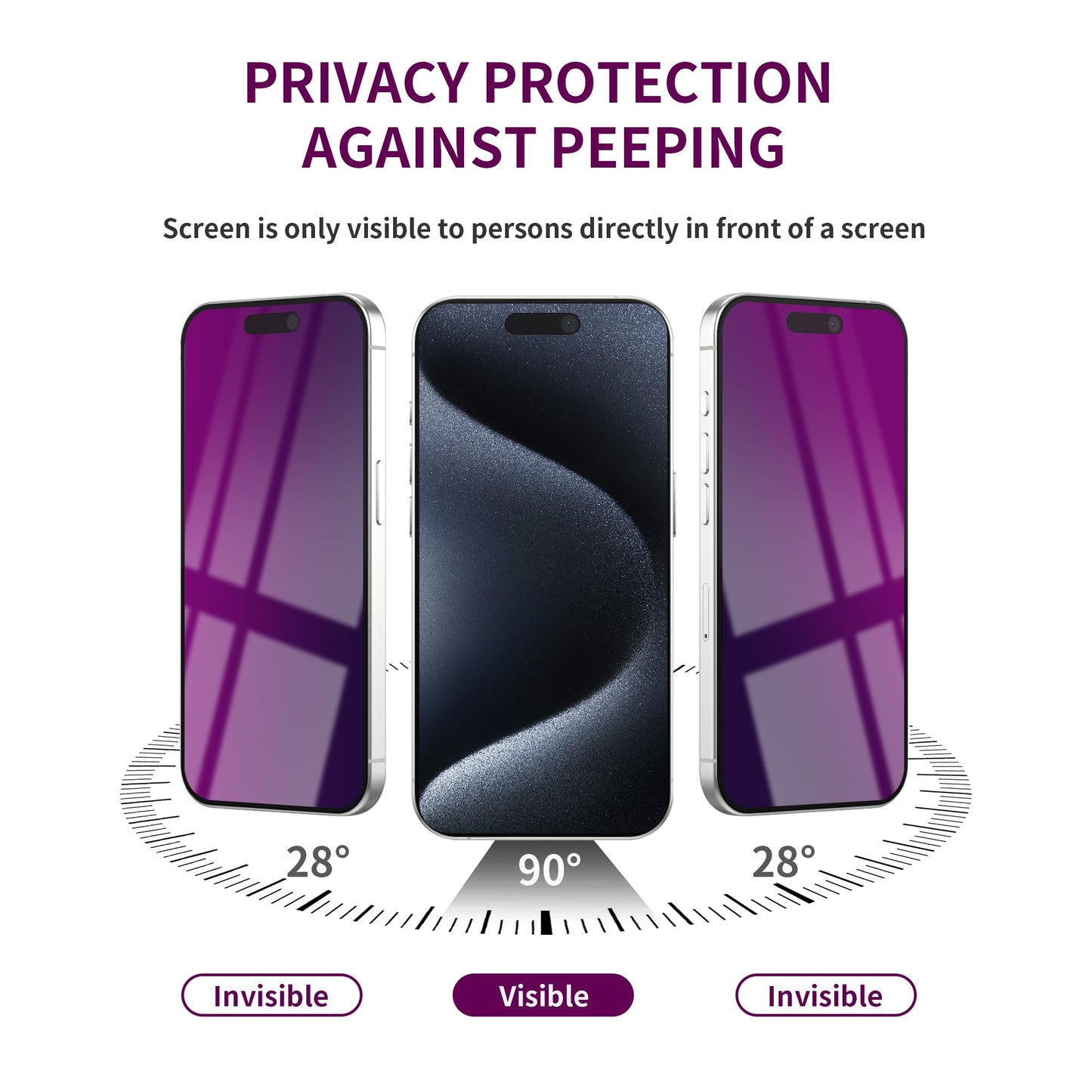 2 Pack Privacy Screen Protector for iPhone 16 Pro Max Tempered Glass 6.9inch Private Saver Anti-Spy Eye Protection Anti-Scratch Full Coverage