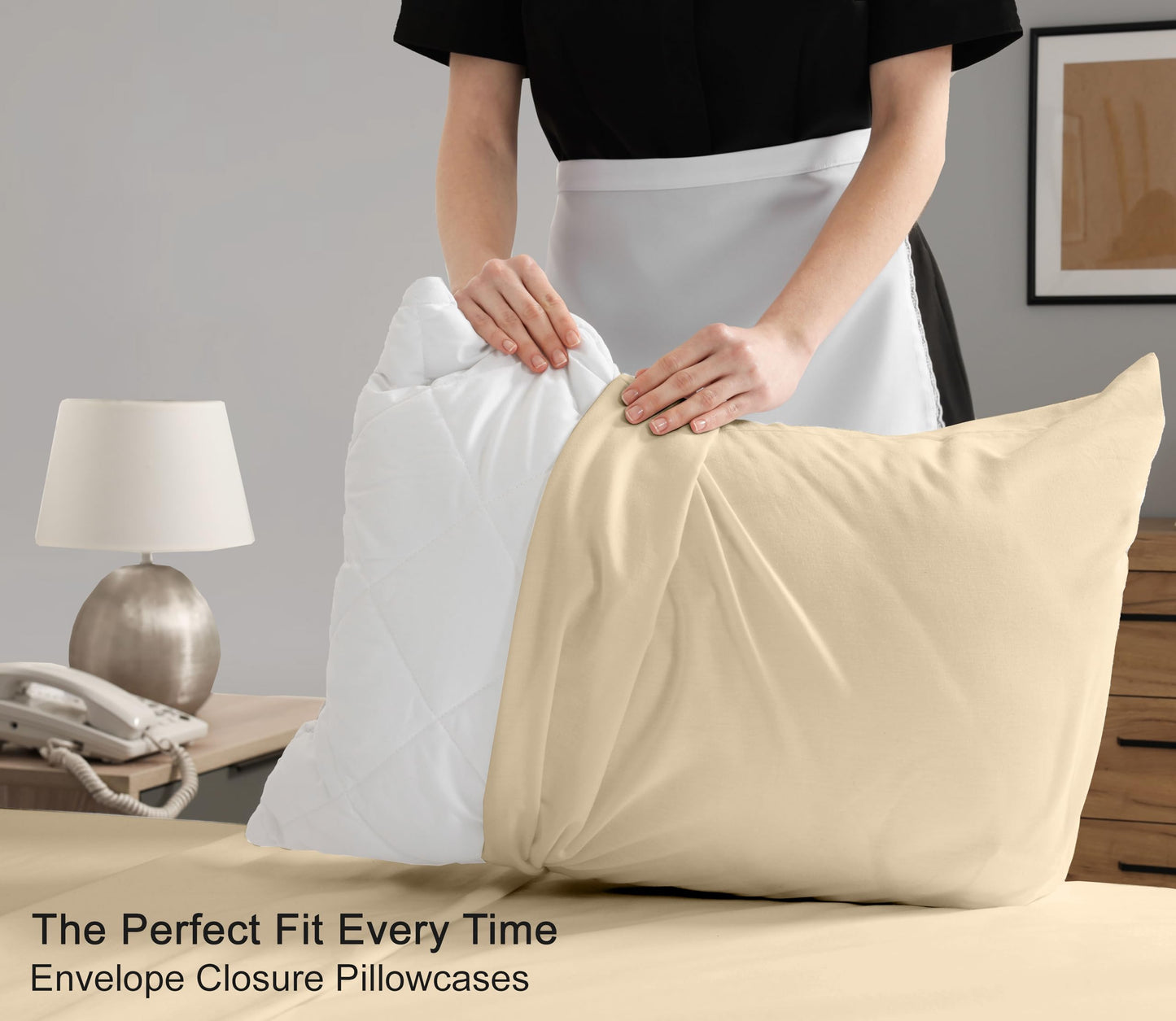 RUVANTI 100% Cotton Percale Sheets Queen Size – Crisp Cooling Bed Sheets for Hot Sleepers, Deep Pocket 16”, Soft Breathable & Durable Hotel-Style 4 Piece Set, Beige