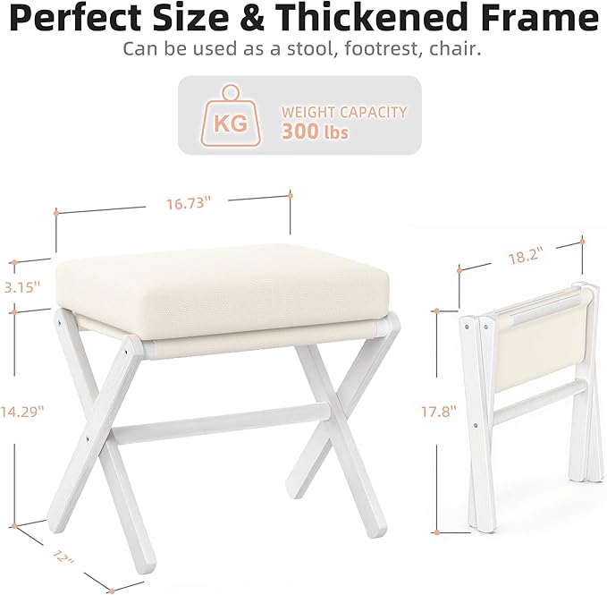 BAMBOOHOMIE Foldable Foot Stool Ottoman, Modern Foot Rest
