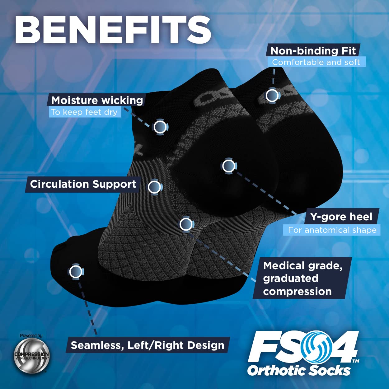 ORTHOSLEEVE FS4 Orthotic Socks M Black