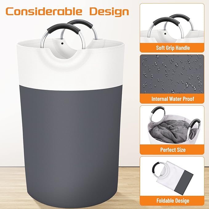 BlissTotes 115L Laundry Basket, Freestanding Laundry Hamper, Collapsible Dirty
