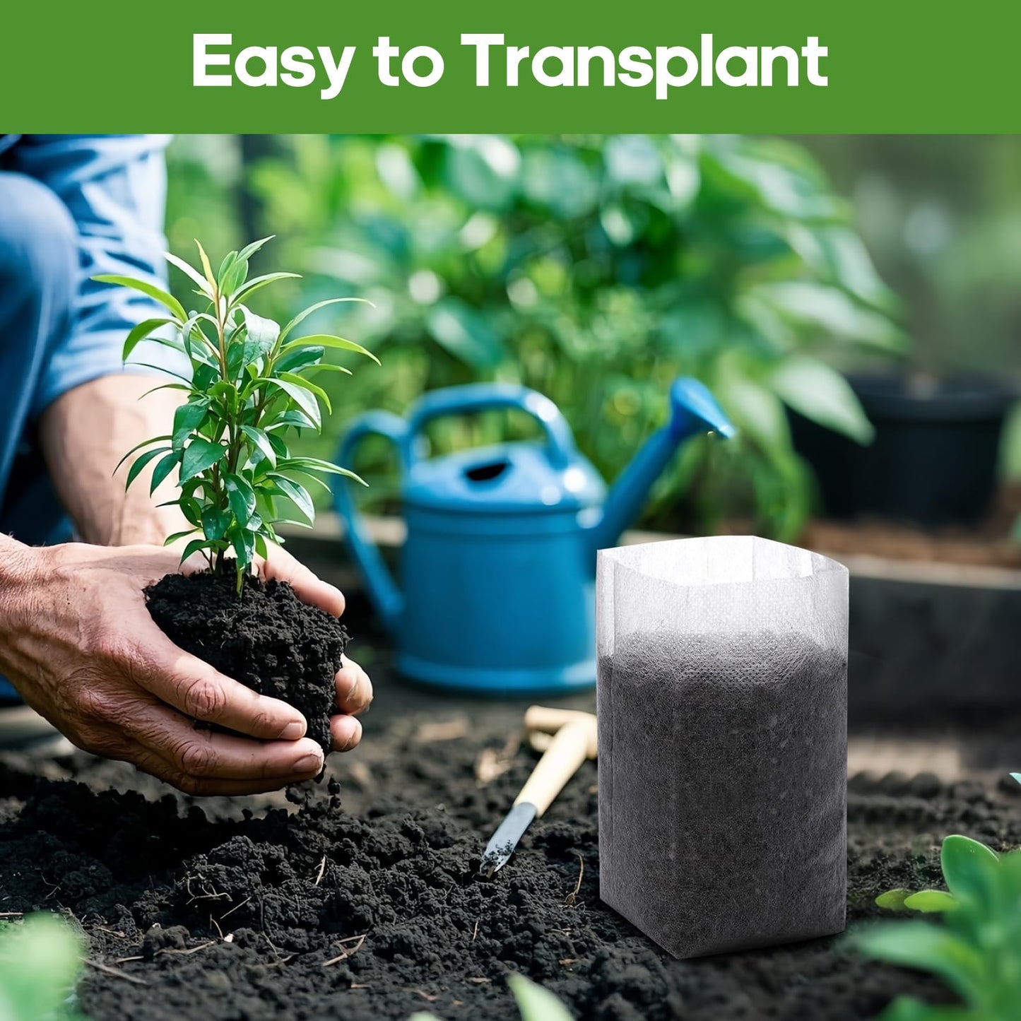 DFKPVBHB Plant Grow Bags 11"x11"100pcs Biodegradable Planting Bags Seed Starter Pots Non-Woven Seedling Nursery Pots Home Garden Supply for Vegetable Flower Fruit Tree