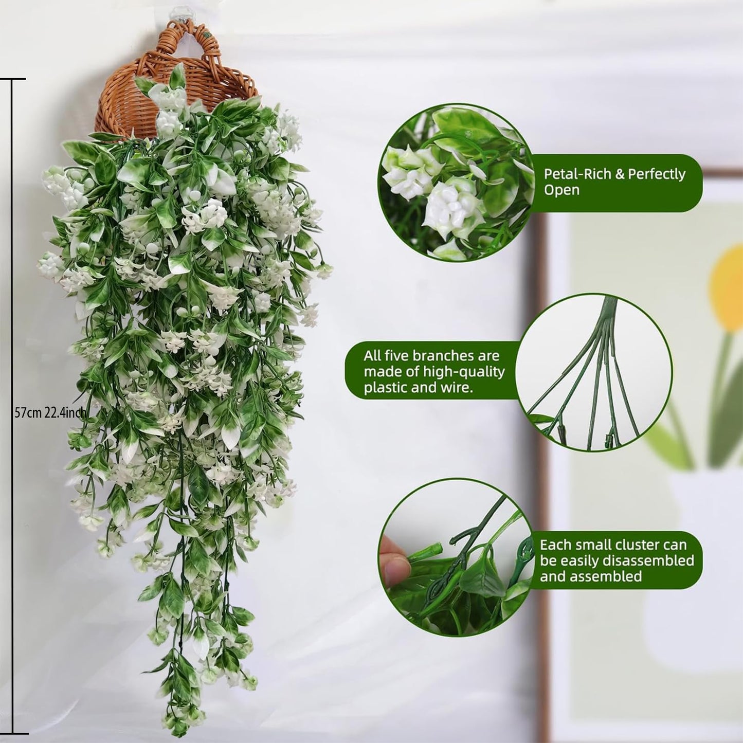 Toprooms Artificial Hanging Flowers UV Resistant Vines Ivy Outdoor Decor