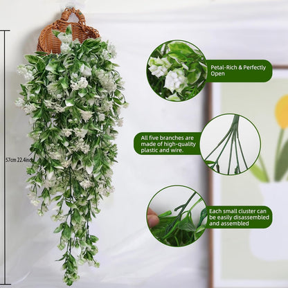 Toprooms Artificial Hanging Flowers UV Resistant Vines Ivy Outdoor Decor