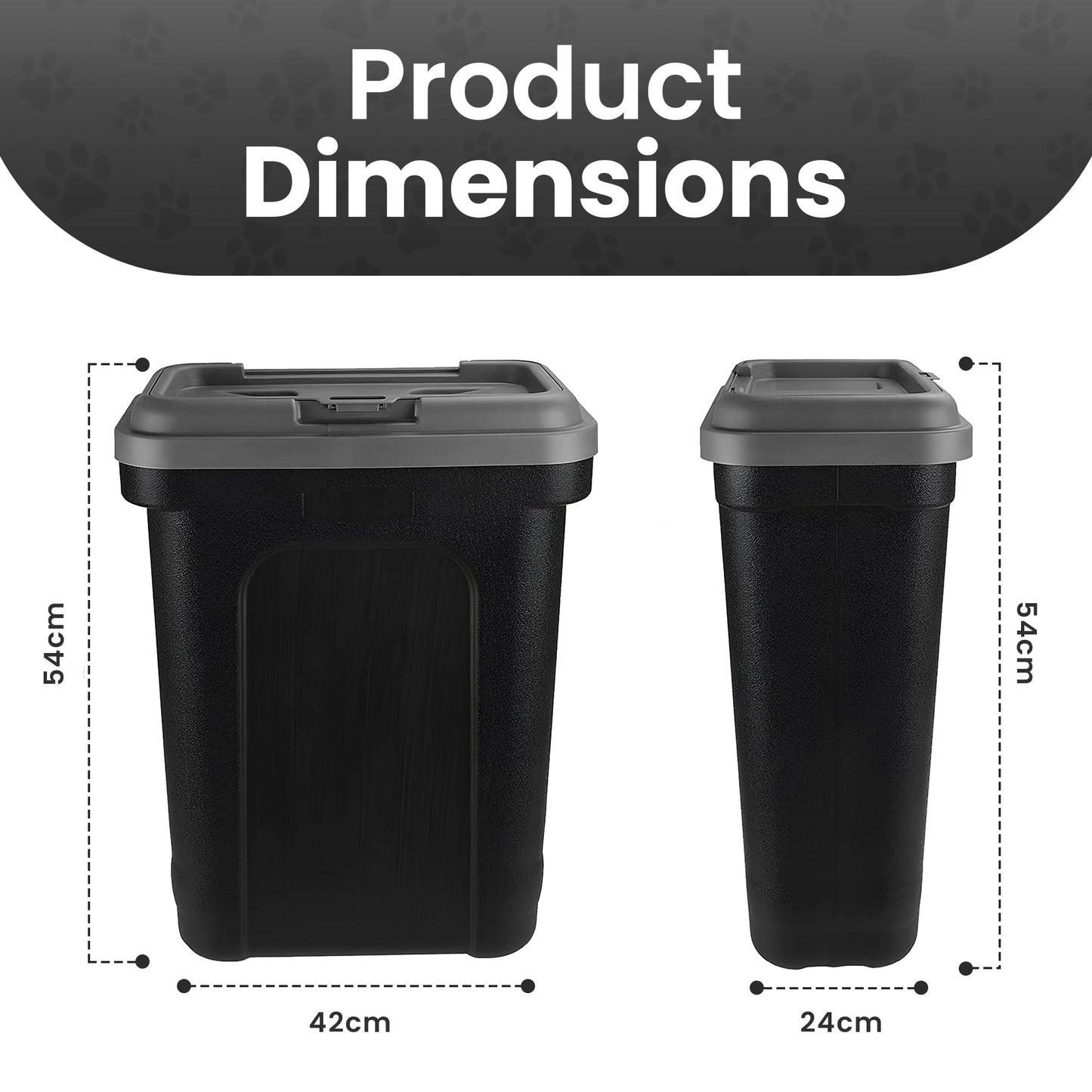 ASAB Pet Food Storage Container Large 30L/15kg Plastic Food Storage Container With Integrated Food Scoop and Flip Top Locking System Perfect for Dog Treats Dog Food and Kitten Food (Grey - Large)