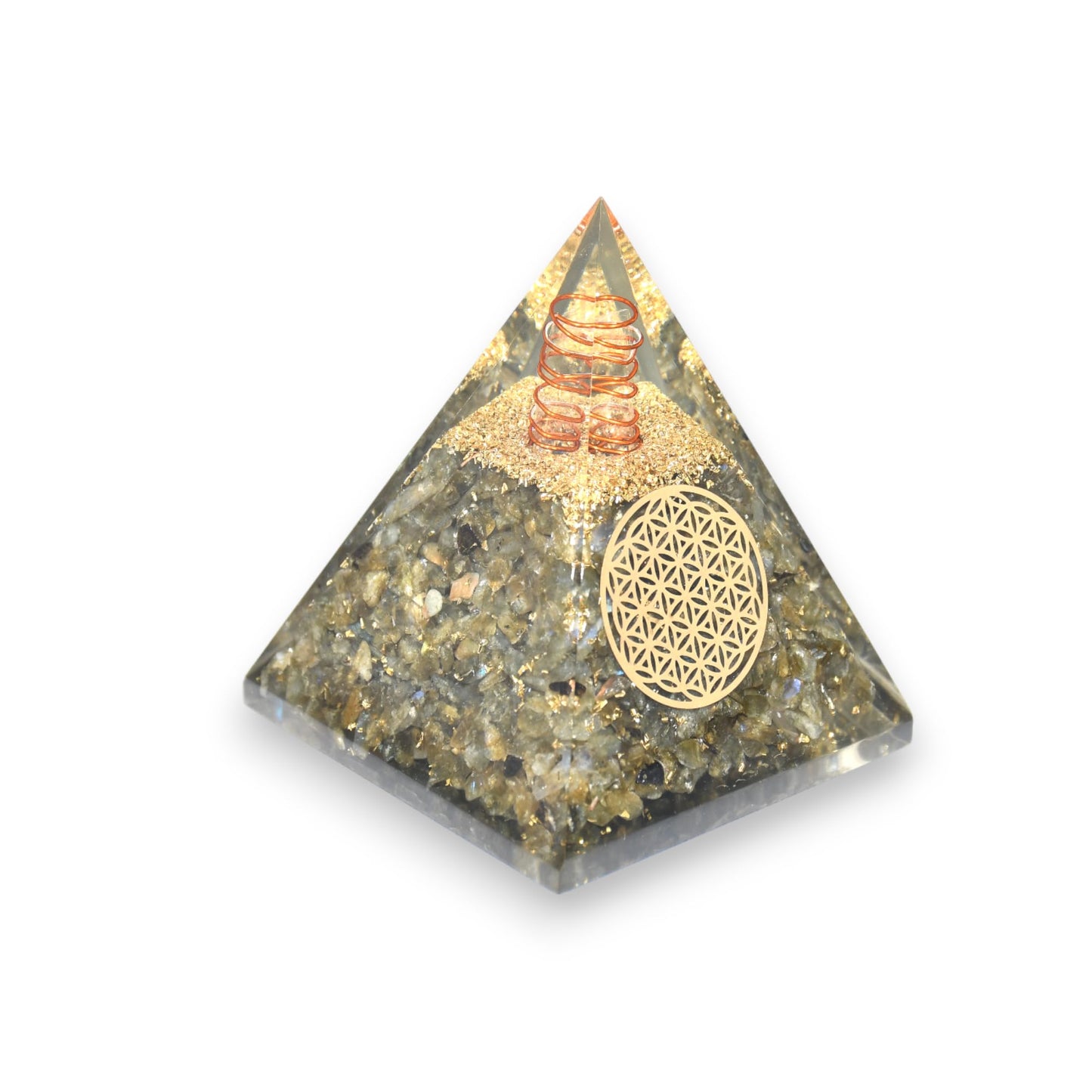 Agate Mart Labradorite Orgonite Pyramids with Black Tourmaline Pendant - Harmonizing Energy and Healing Enhancement
