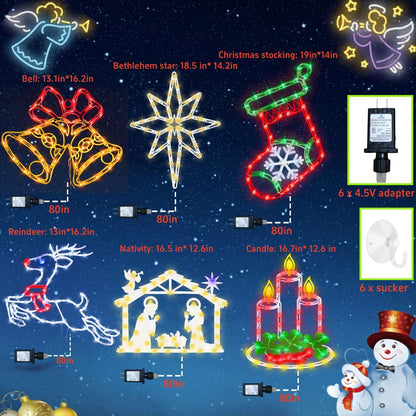 Pytopkto 16" Christmas Window Silhouette Lights Decorations