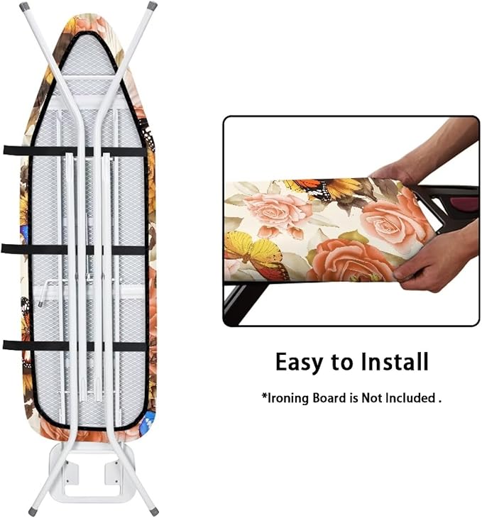 Butterfly Floral Ironing Board Cover Full Size Scorch Resistant Padding Heat