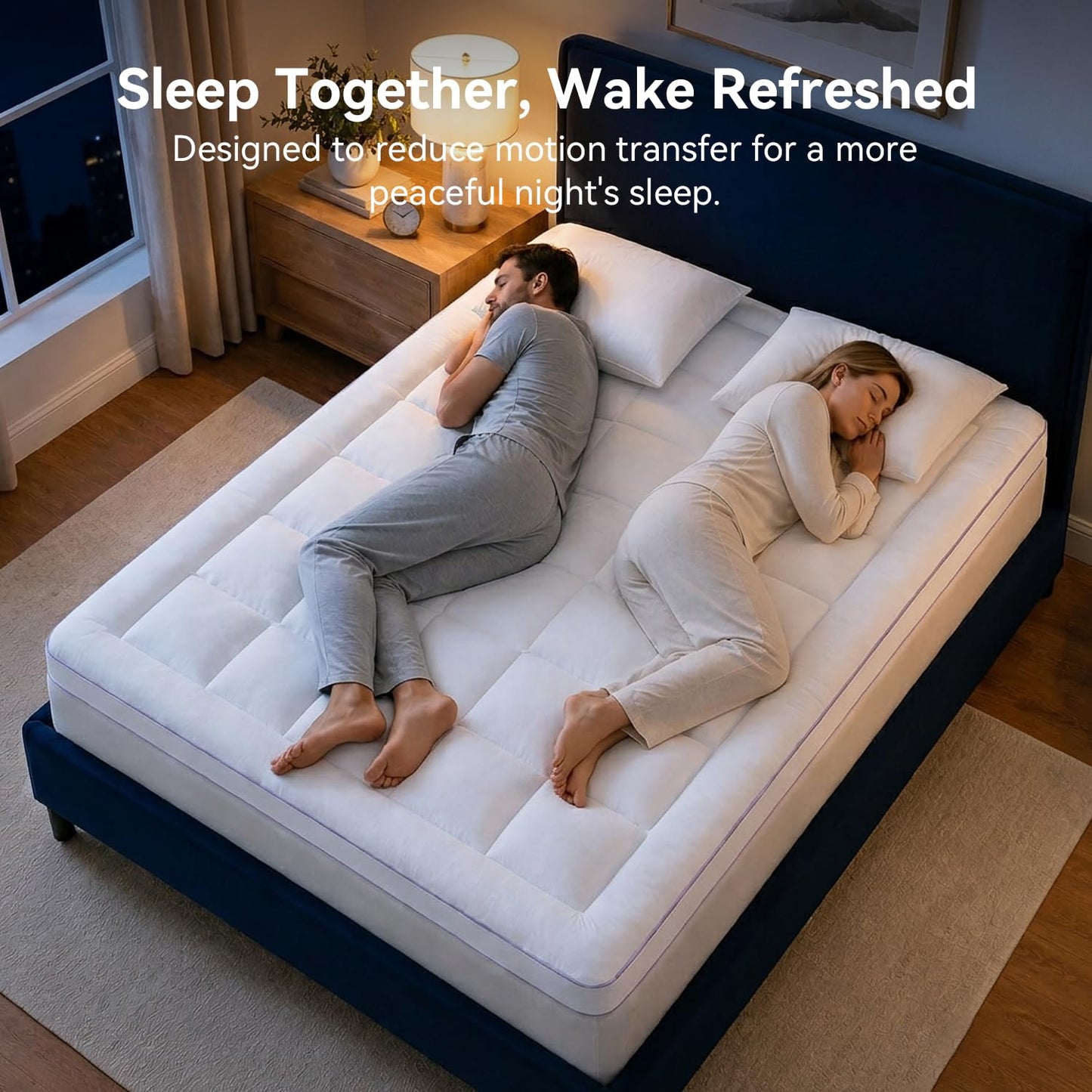 ABENE Queen Size Dual Layer 3 Inch Memory Foam Mattress Topper, 2 Inch Gel Memory Foam Plus 1 Inch Down Alternative Pillowtop Mattress Pad Cover, Thick Soft Bed Topper Support for Back Pain