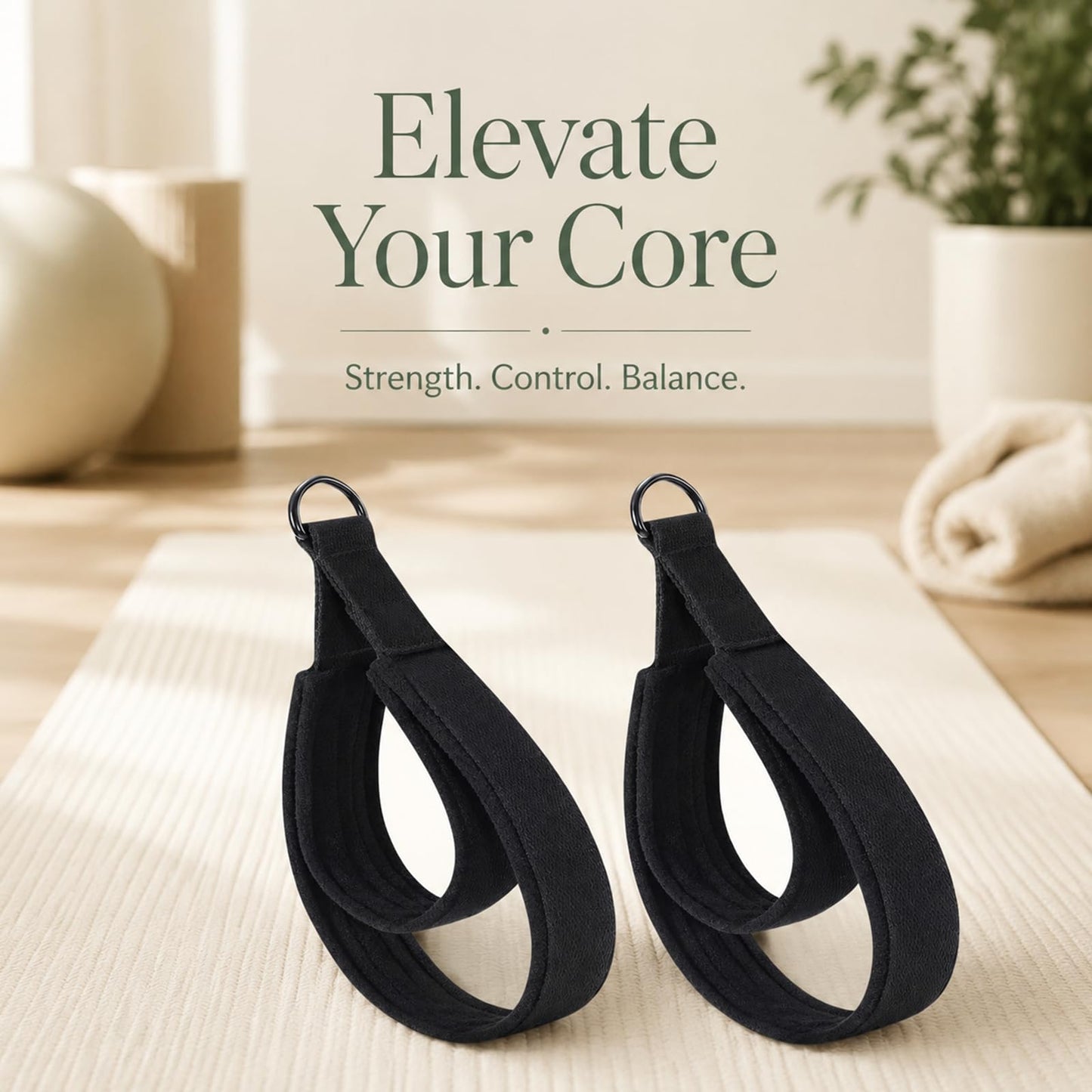 2PCS Pilates Straps Soft Padded Handles, Durable Pilates Double Loop D-Ring Straps,Pilates Straps for Reformer,Home Gym & Yoga Workout Exercise Accessories