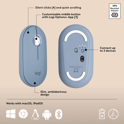 Logitech Pebble Keys 2 K380s, Multi-Device Bluetooth Wireless Keyboard with Customizable Shortcuts, Slim and Portable, Easy-Switch for Windows, macOS, iPadOS, Android, Chrome OS - Tonal Graphite
