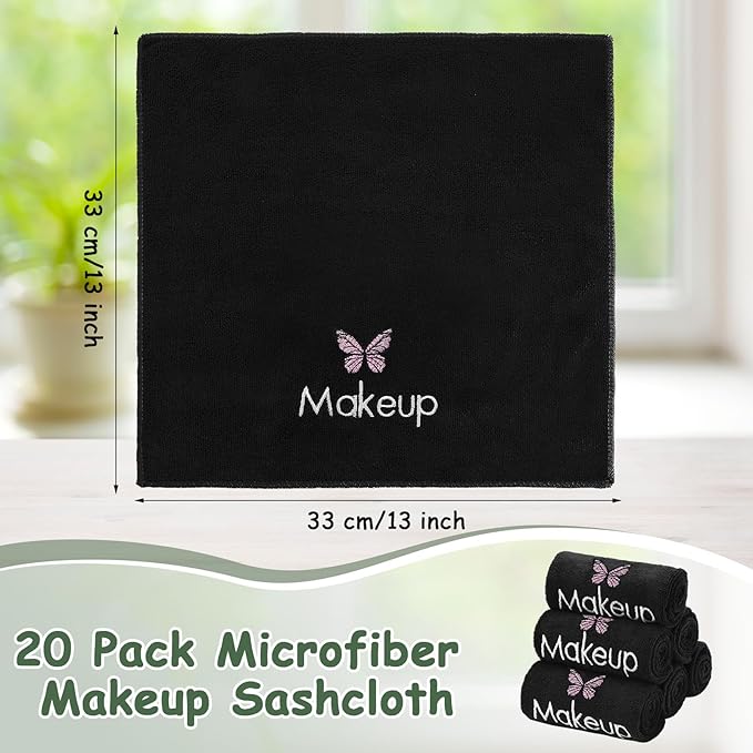 Shimeyao 20 Pack Makeup Towels Black Makeup Washcloths