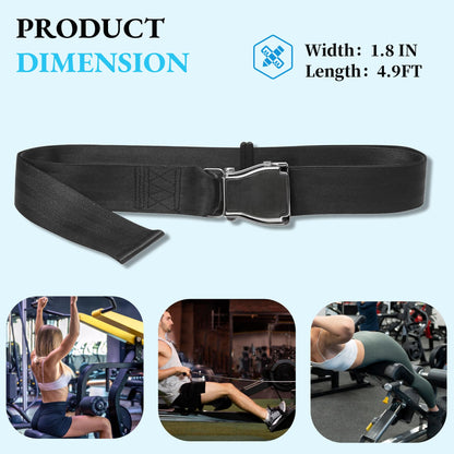 Hopeharvest Gym Seatbelt Leg Extension Lifting Seatbelt, Nordic Hamstring Curl Strap on Bench, 4.92ft L, Buckle Squat Collar for Workouts Machine, Home Gym Stretch & Mobilization Exercise for Men Women