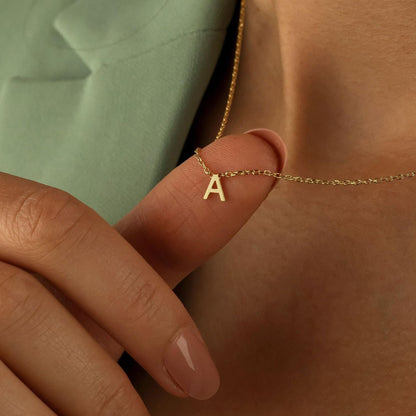 Scaleer Small Initial Necklace 18K Gold Plated Stainless Steel Tiny Letter S Necklace Personalized Monogram Name Necklace for Women