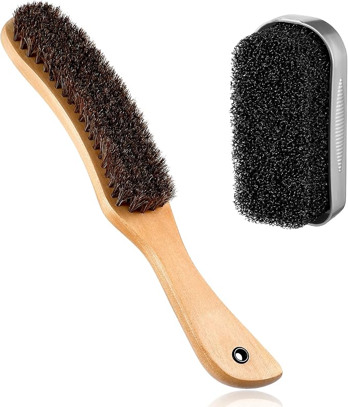 Patelai 2 Pcs Horsehair Felt Hat Brush Kit Lint Brush