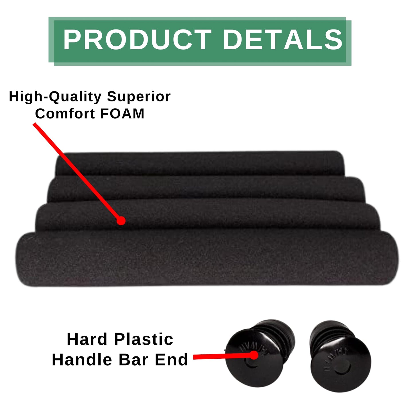 Ultracycle's Cruiser & Road Foam Grips - Soft and Cushy Design, High-Density Foam Rubber, 4-Piece Kit, 8.5 Inches - Ultimate Comfort and Control for Your Bike's Handlebars