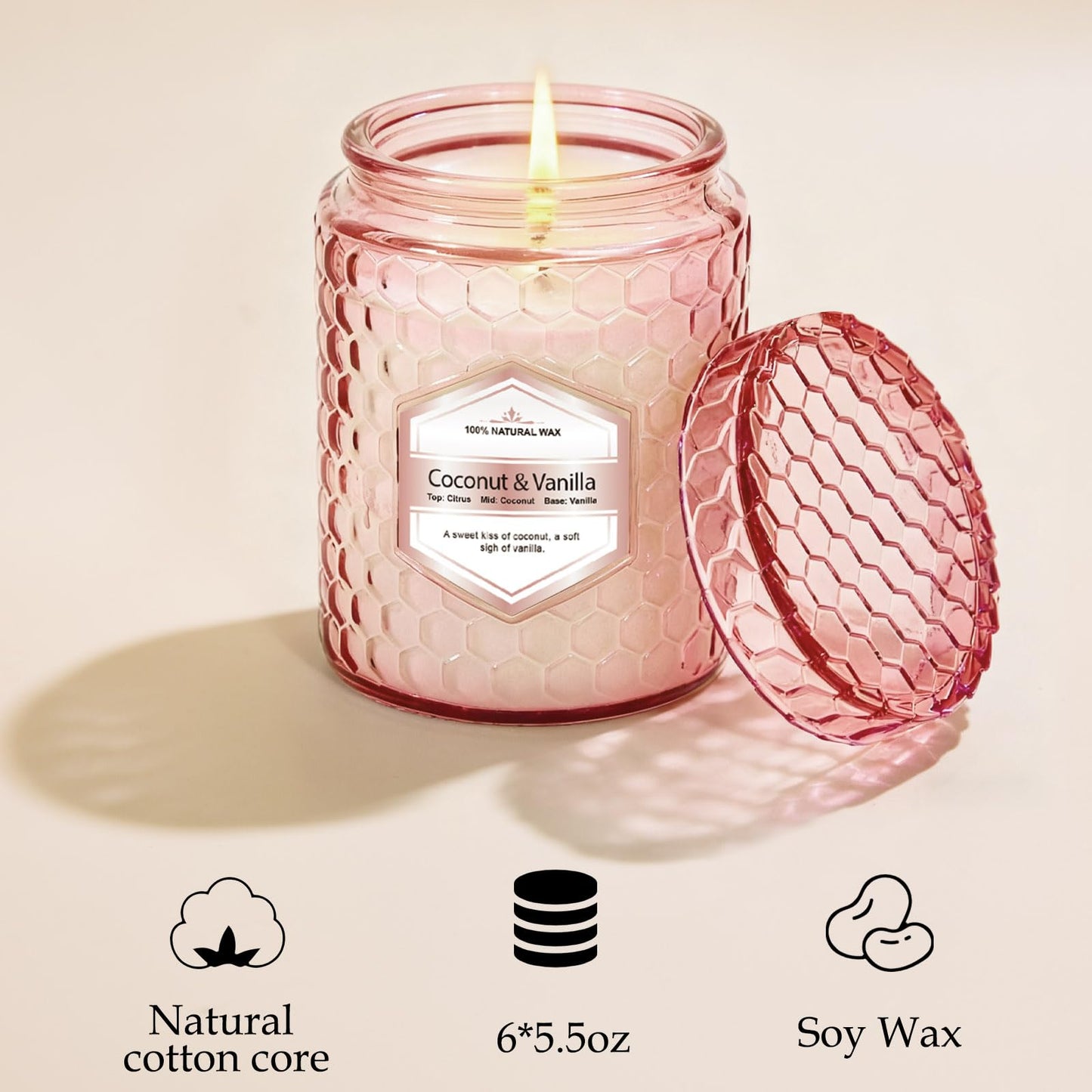 6 Pack Soy Wax Candles Sets, Scented Candles Gifts Sets for Women Birthday Christmas, 5.5 Oz Each Natural Aromatherapy Candles for Home, Spa, Relaxation & Home Decoration